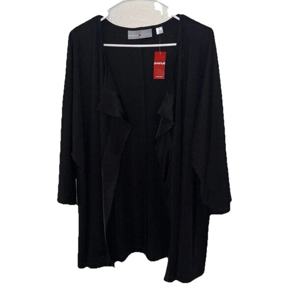 Avenue Black Stretchy Open Cardigan Sweater New with Tag Size 18 Light Weight. - Picture 2 of 5